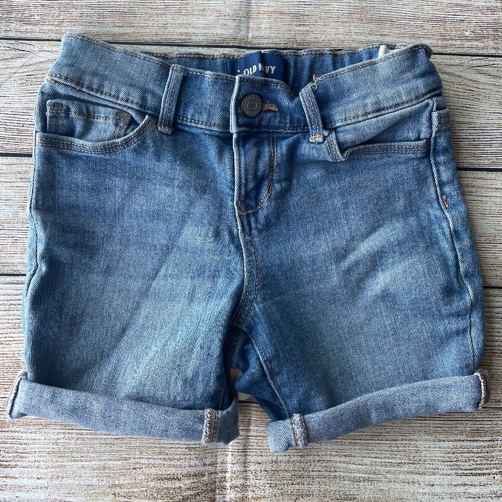 Old Navy Girls Jean Shorts Cuffed Size 6 Regular Kids Light Blue Denim